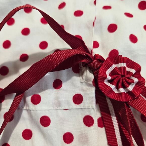 Pom Pom Red Polka Dot Dress Ruffles and Bows Girls Sz XL Girly - Picture 8 of 15